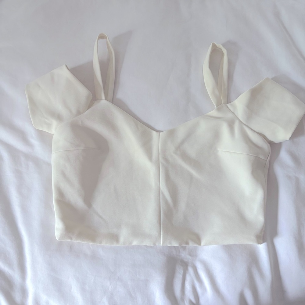 Topshop White Crop Top with back zipper